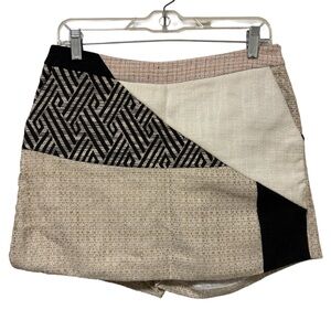 Anthropologie Elevenses Geometric Patchwork Skort
